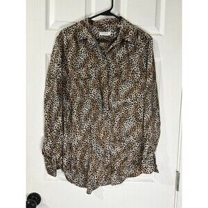 Equipment Slim Signature Leopard Silk Shirt $248 Medium